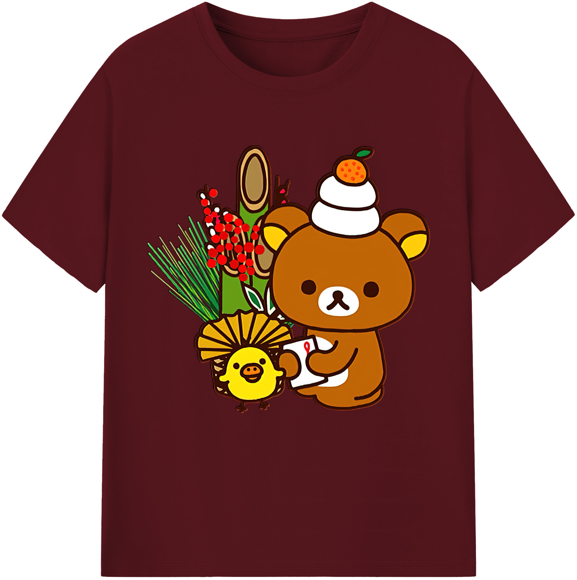 （画像用） リラックマ リラックマ キイロイトリ Rilakkuma Korilakkuma Kiiroitori 綿100％半袖Tシャツ（フロントプリント）